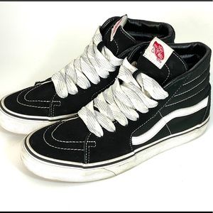 Vans sk8 hi black white size 8.5 mens 10 womens